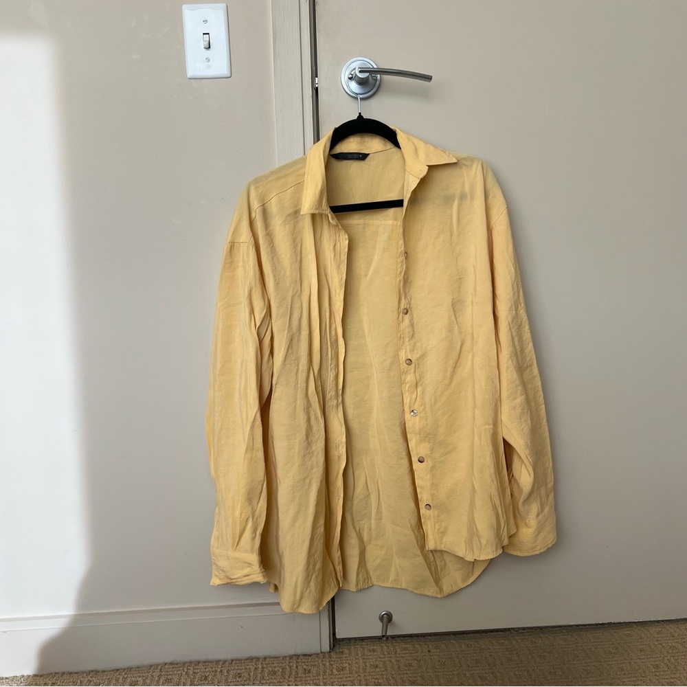 Zara Oversized Mustard Collared Shirt
